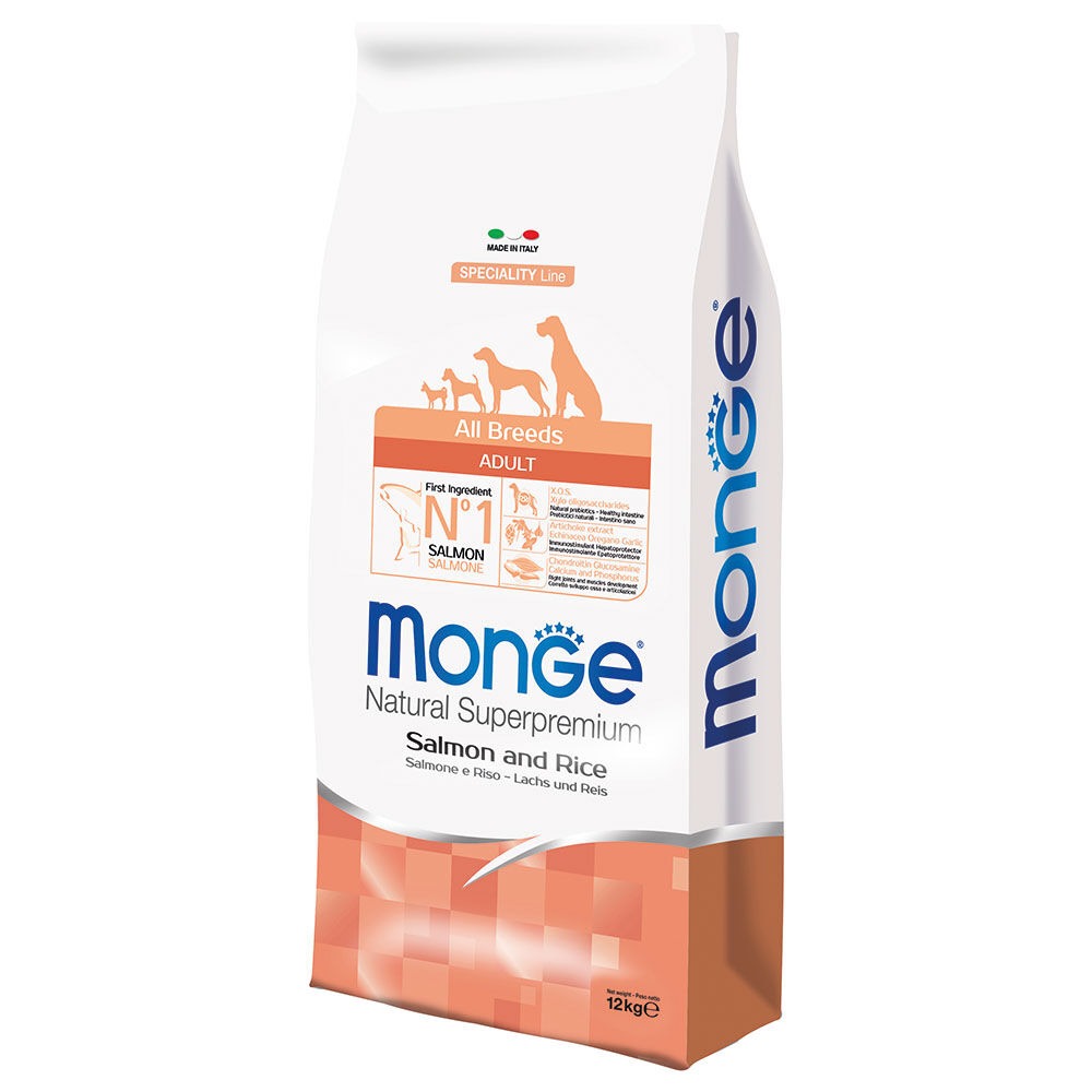 Sacco Monge Natural Superpremium All Breeds Adult Salmone con Riso 12 kg per cani adulti di tutte le taglie Sacco Monge Natural Superpremium All Breeds Adult Salmone con Riso 12 kg per cani adulti di tutte le taglie